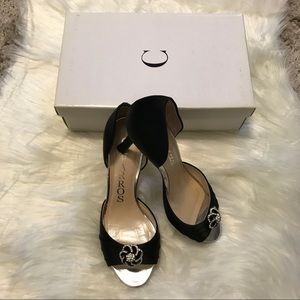 Caparros Black Satin Peep Toe Heels /Size 9